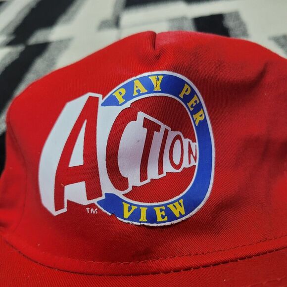 VTG‎ Pay Per View Hat Cap Snapback Red Action Logo Sportcap - Picture 2 of 6